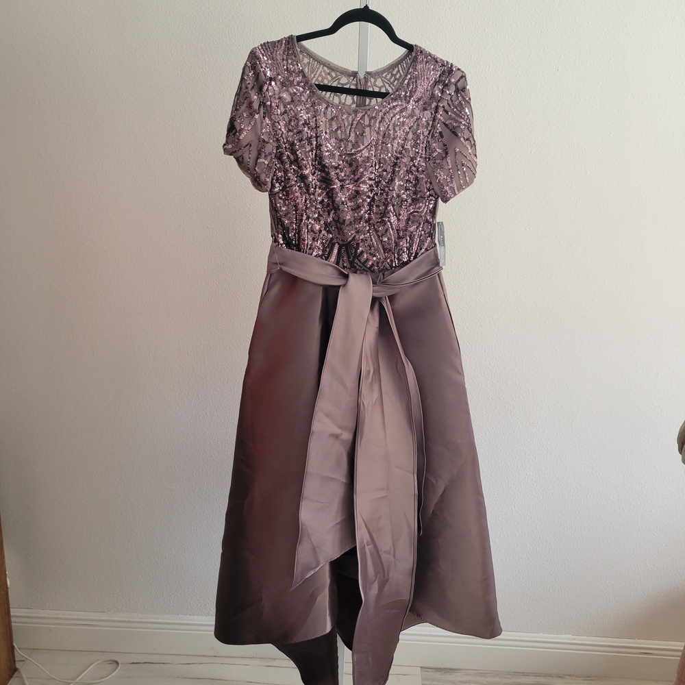 R&M Richarhs Mocha Sequin High - Low Gown